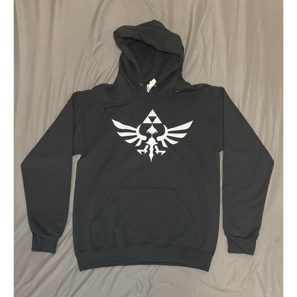 Nintendo Legend Of Zelda Skyward Sword Pullover Hoodie Black Men M Cotton Blend